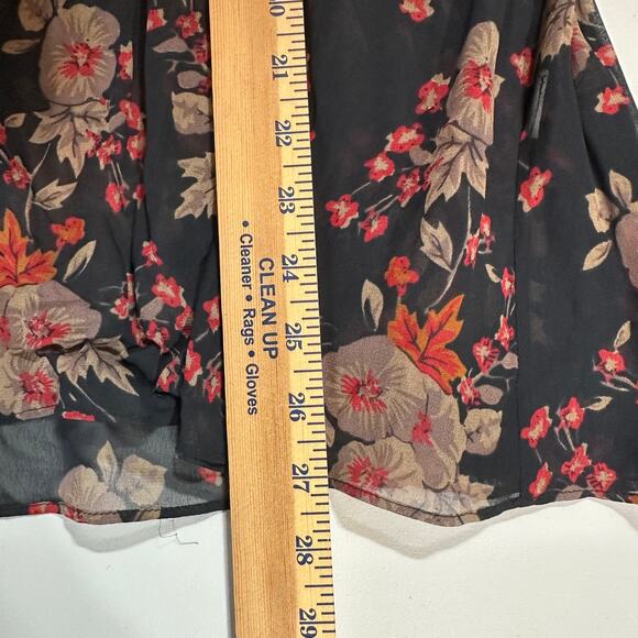 Zara Woman Black Sheer Floral Lace Long Sleeve Blouse Top Size XL Boho Romantic - Picture 6 of 6